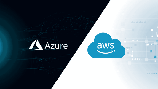 Azure and AWS logo against a white and black background.